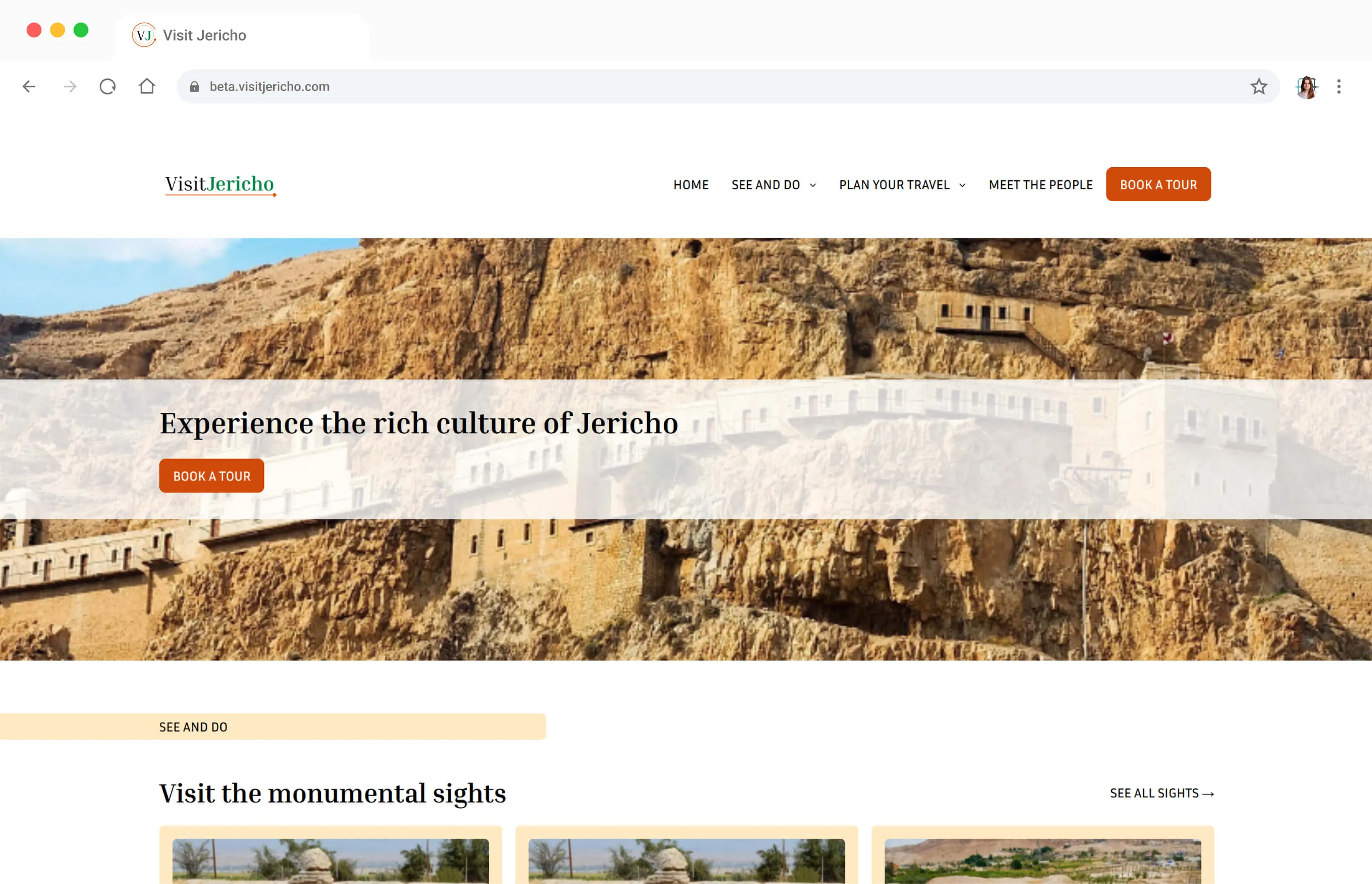 A screenshot of the Visit Jericho website homepage